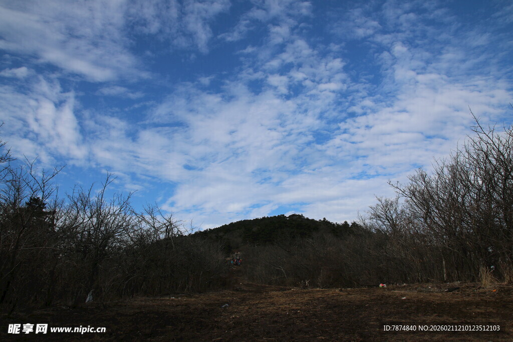 蓝天山林风景图