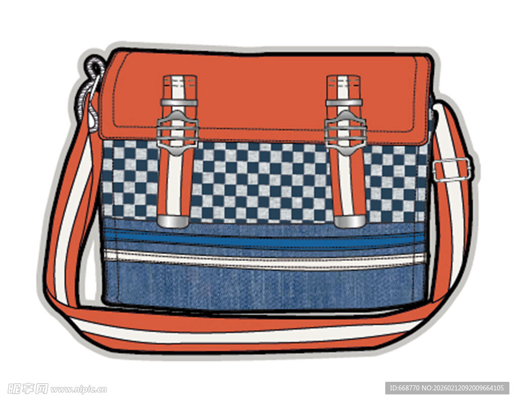 时尚拼色单肩包