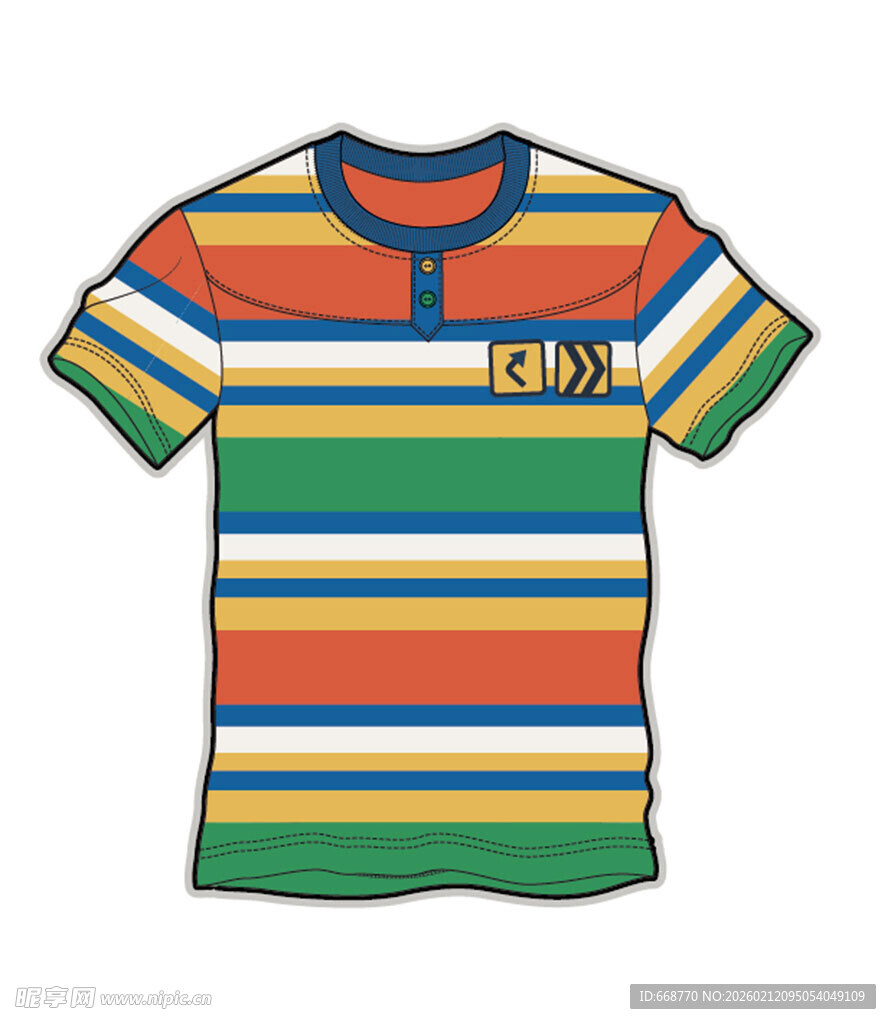 多彩条纹短袖T恤