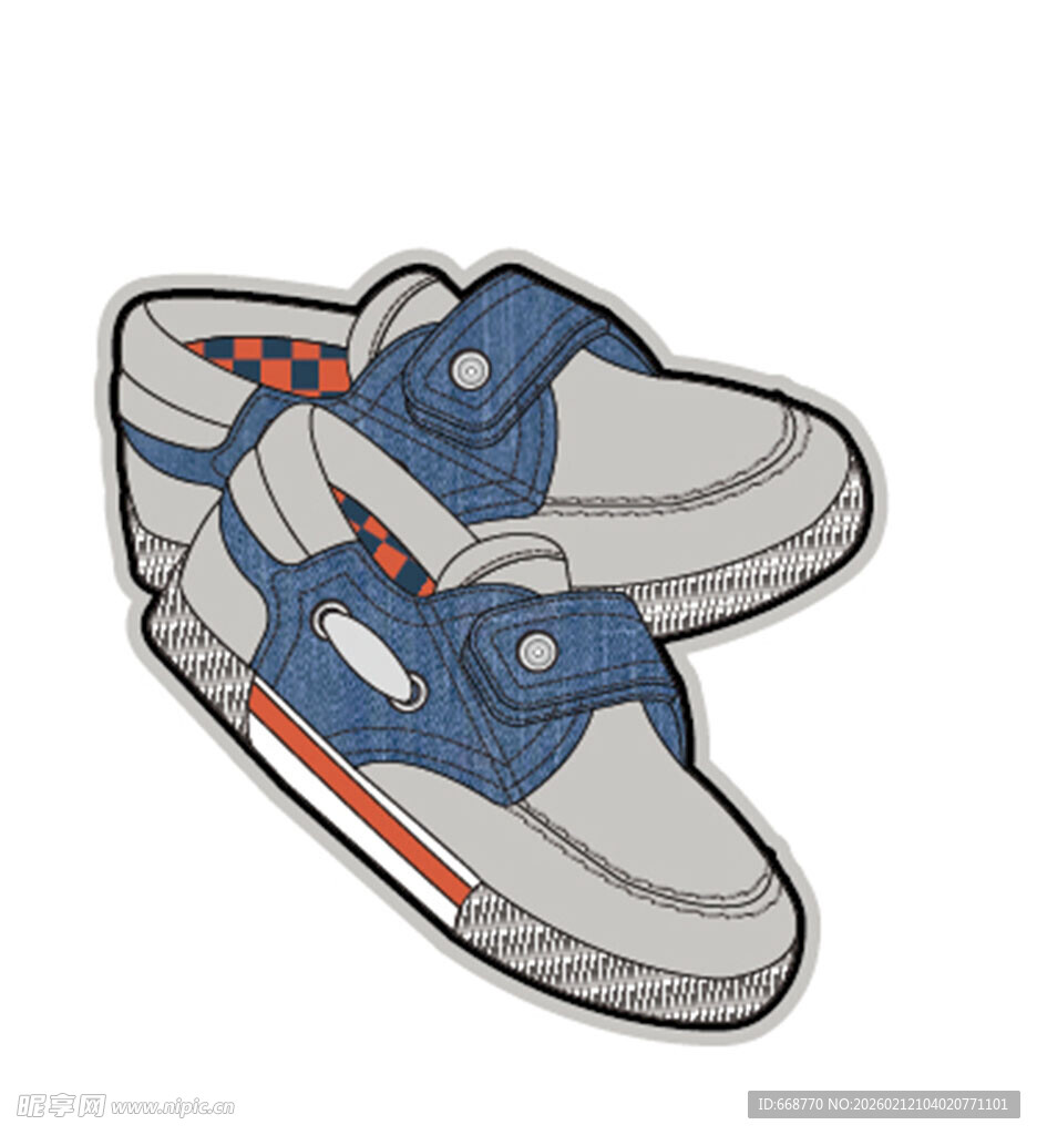蓝白运动鞋插画