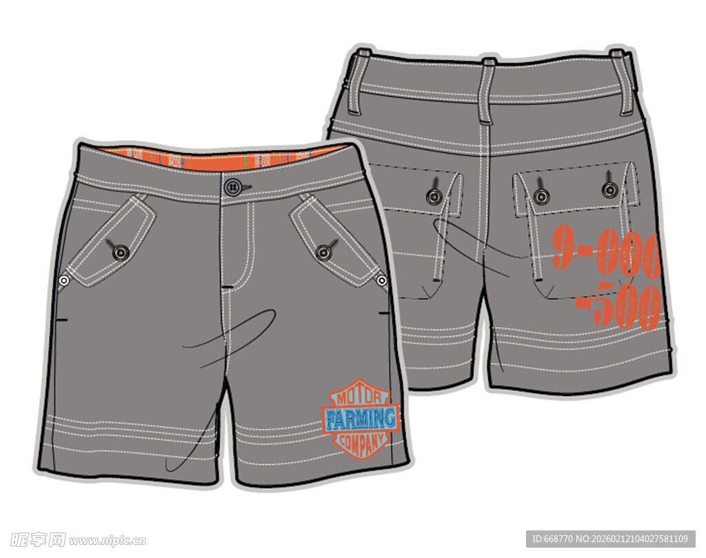 时尚个性男士短裤设计图