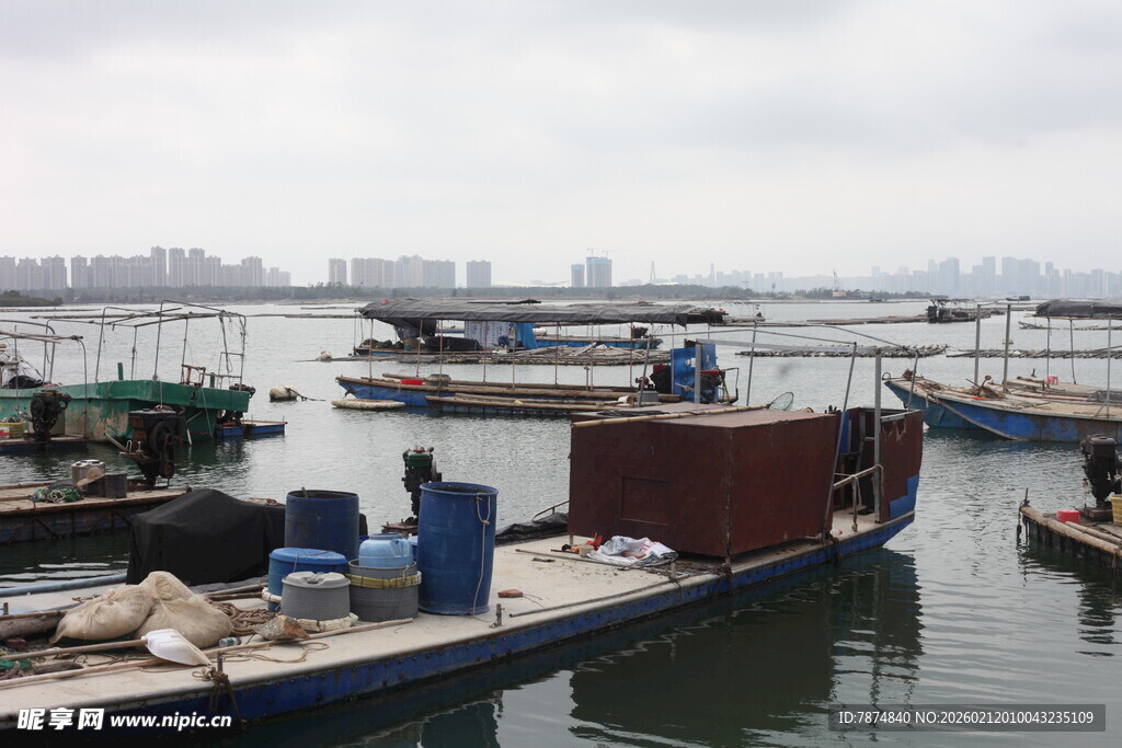 湛江港口停泊的船只景象