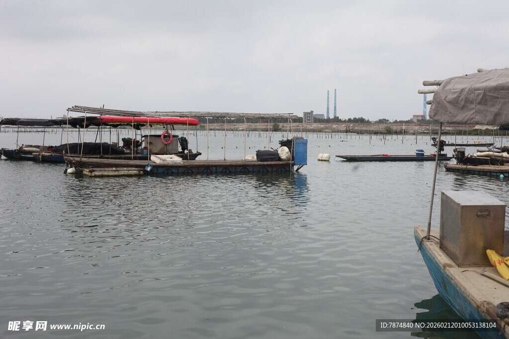 湛江码头停泊船只的水面景象
