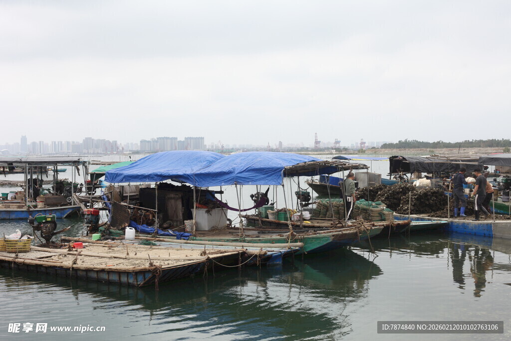 湛江水上渔村码头场景