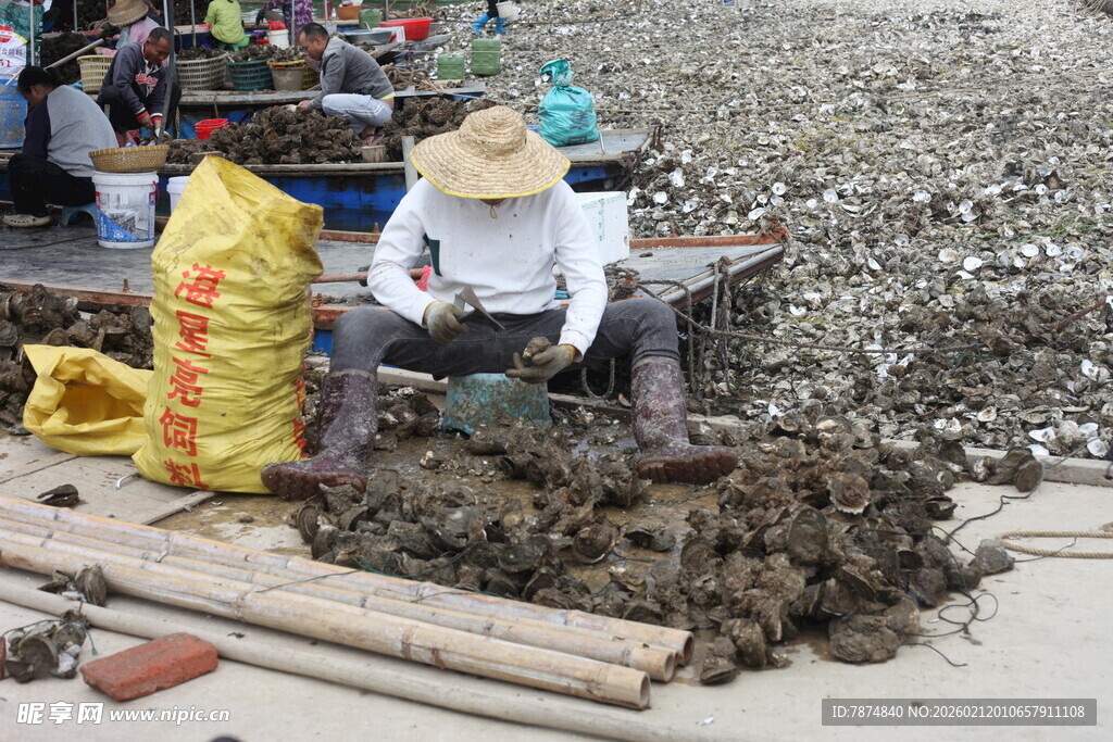 湛江农民田间劳作筛土场景