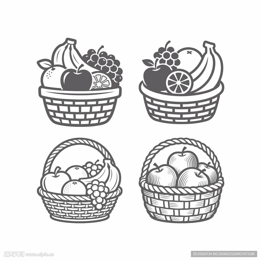 手绘水果篮图案