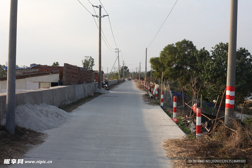 乡村小路旁的电力设施