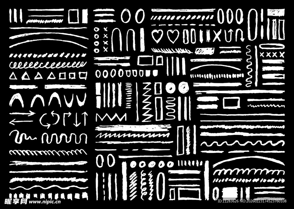 黑白手绘装饰元素集合