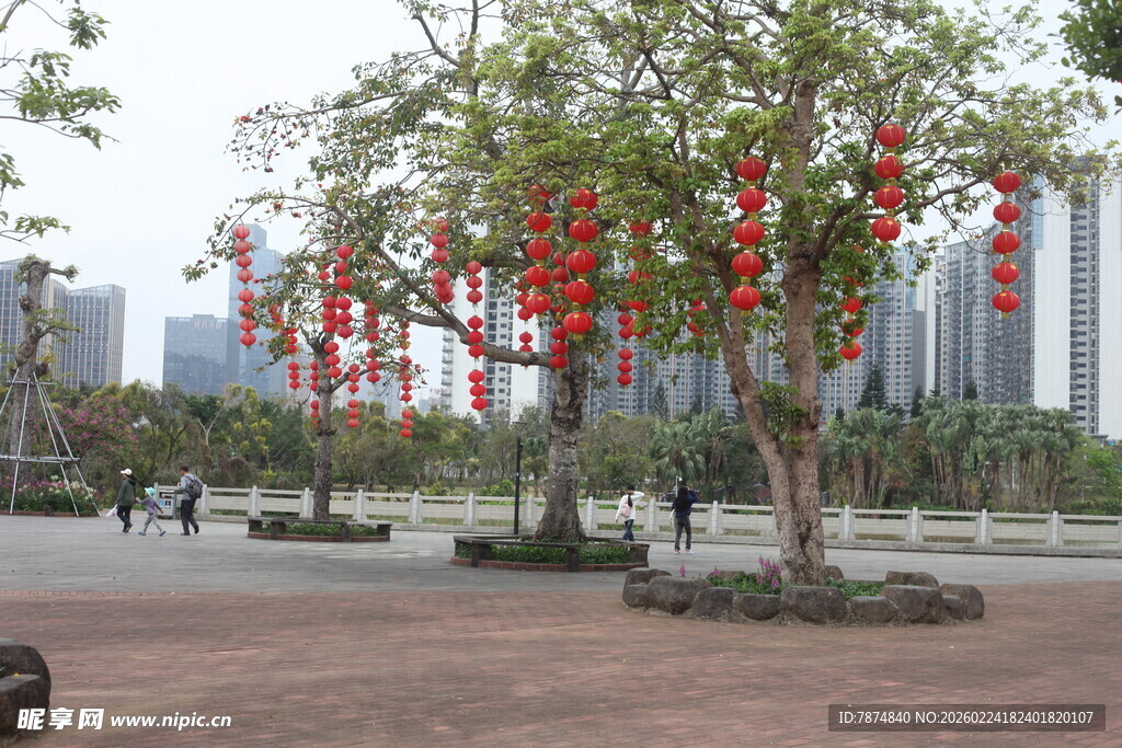 城市公园挂饰红灯笼景观