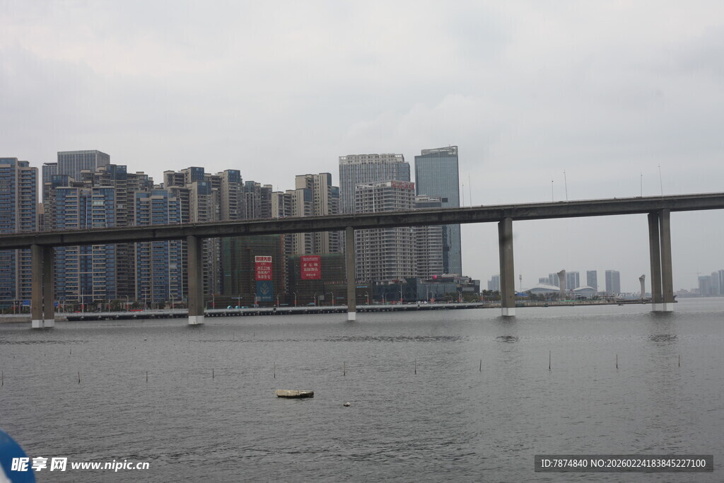 城市江景与跨江大桥