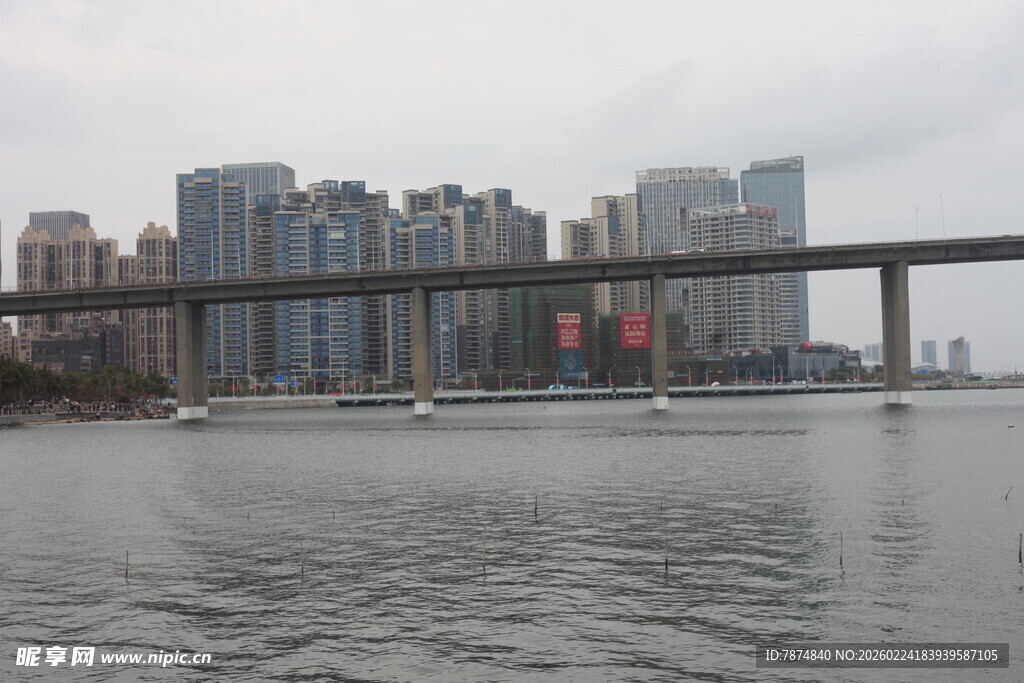 城市河畔桥梁风景