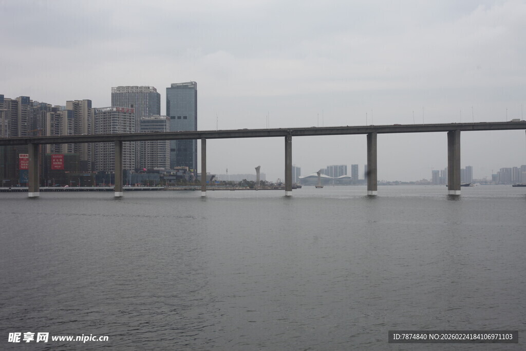 城市江景中的跨江大桥