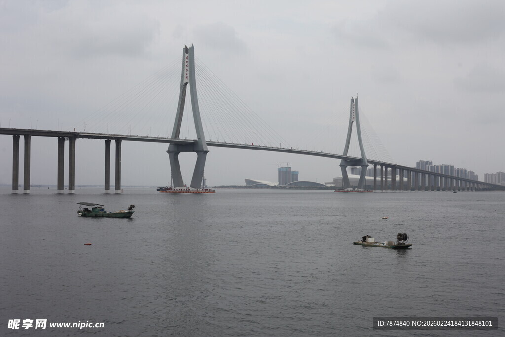 江上大桥与江中船只