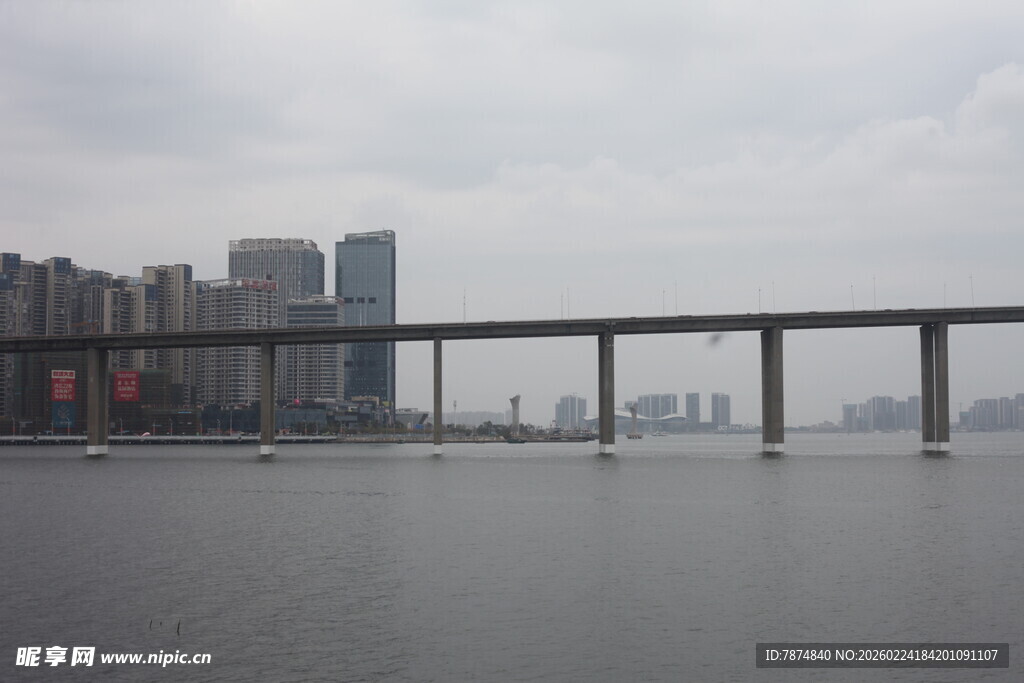 城市江景中的跨江大桥