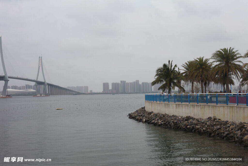 海滨城市美景与跨海大桥