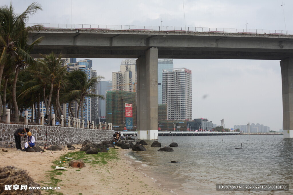 城市江边桥梁风景图