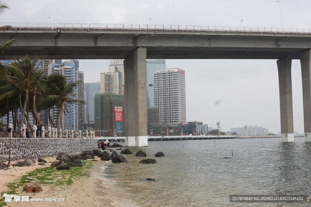 城市水边高架桥景观