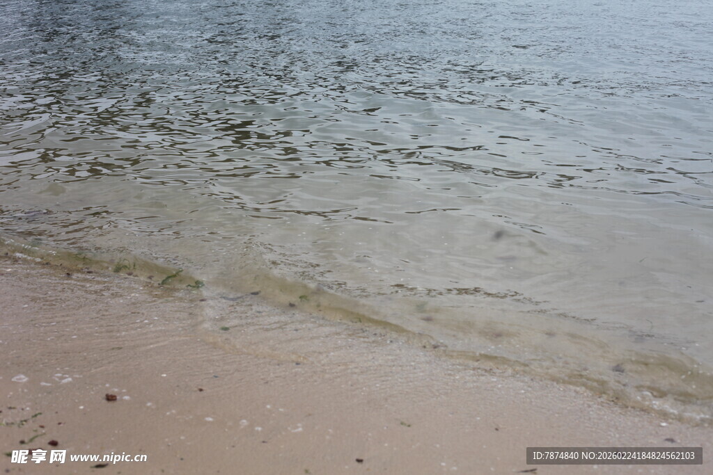 海边沙滩与轻柔海浪