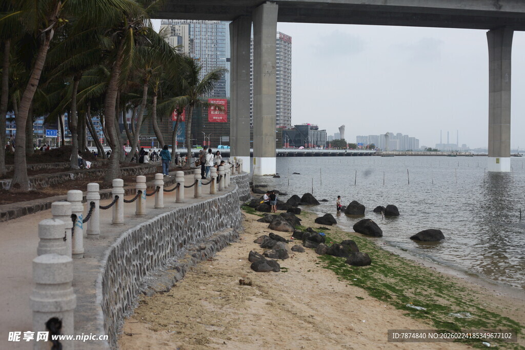 河畔桥梁下的自然景致