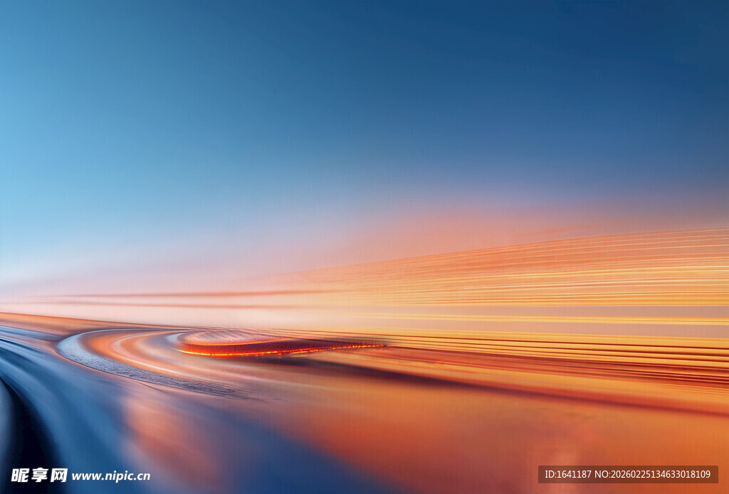 公路上的绚丽黄昏美景