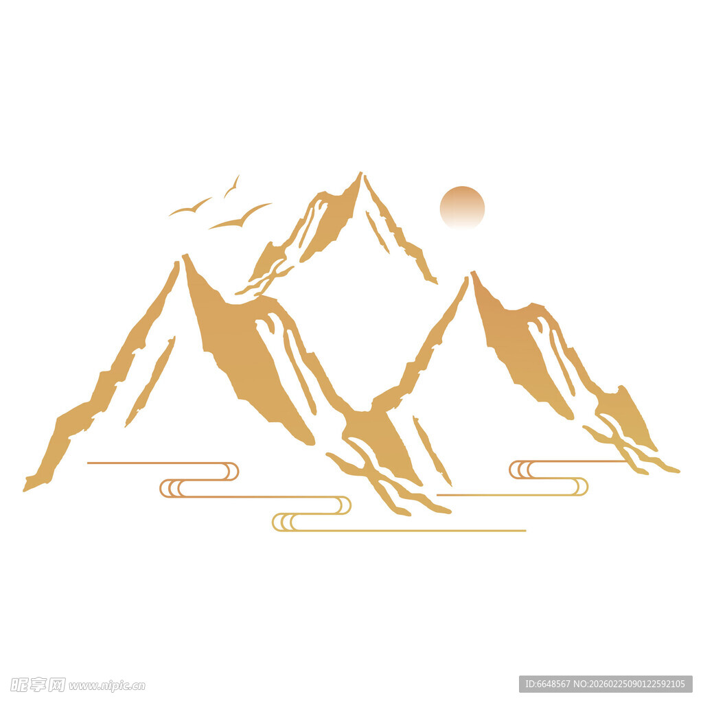 中式山水祥云花纹