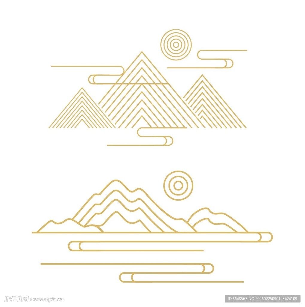 中式山水祥云花纹