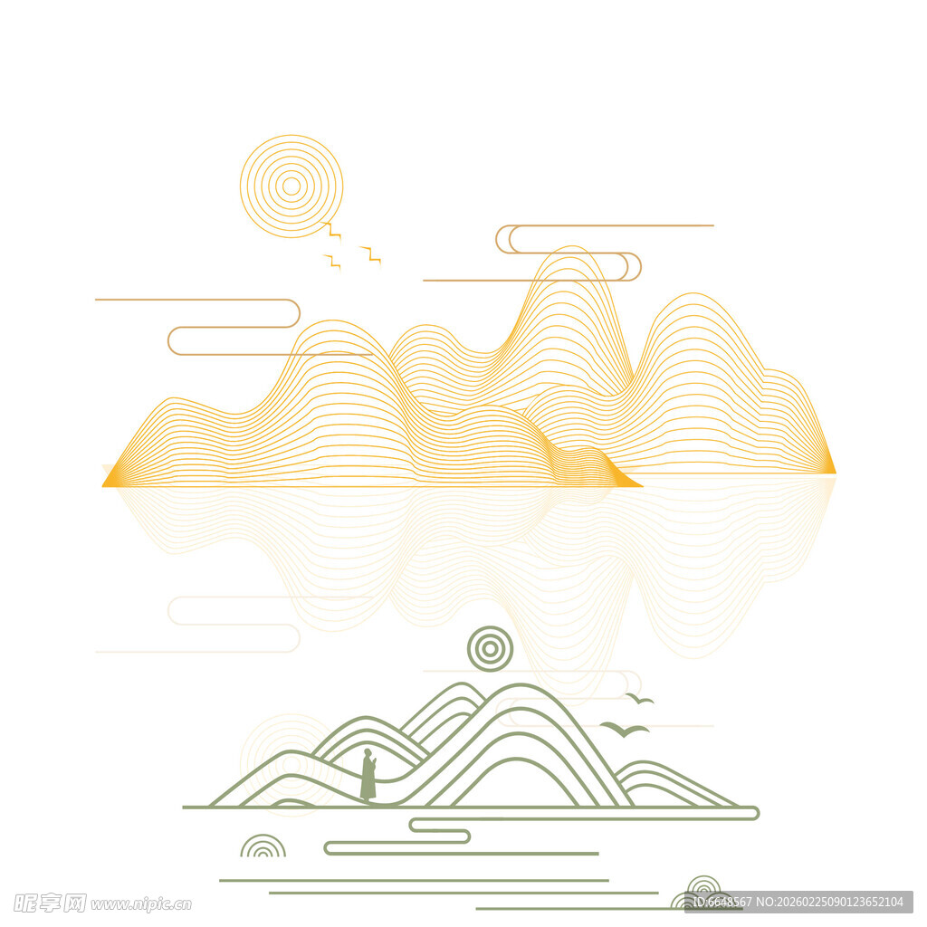 中式山水祥云花纹