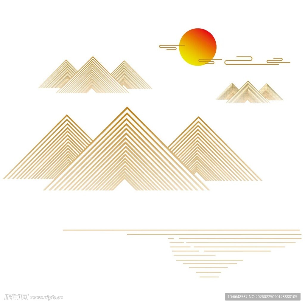 中式山水祥云花纹