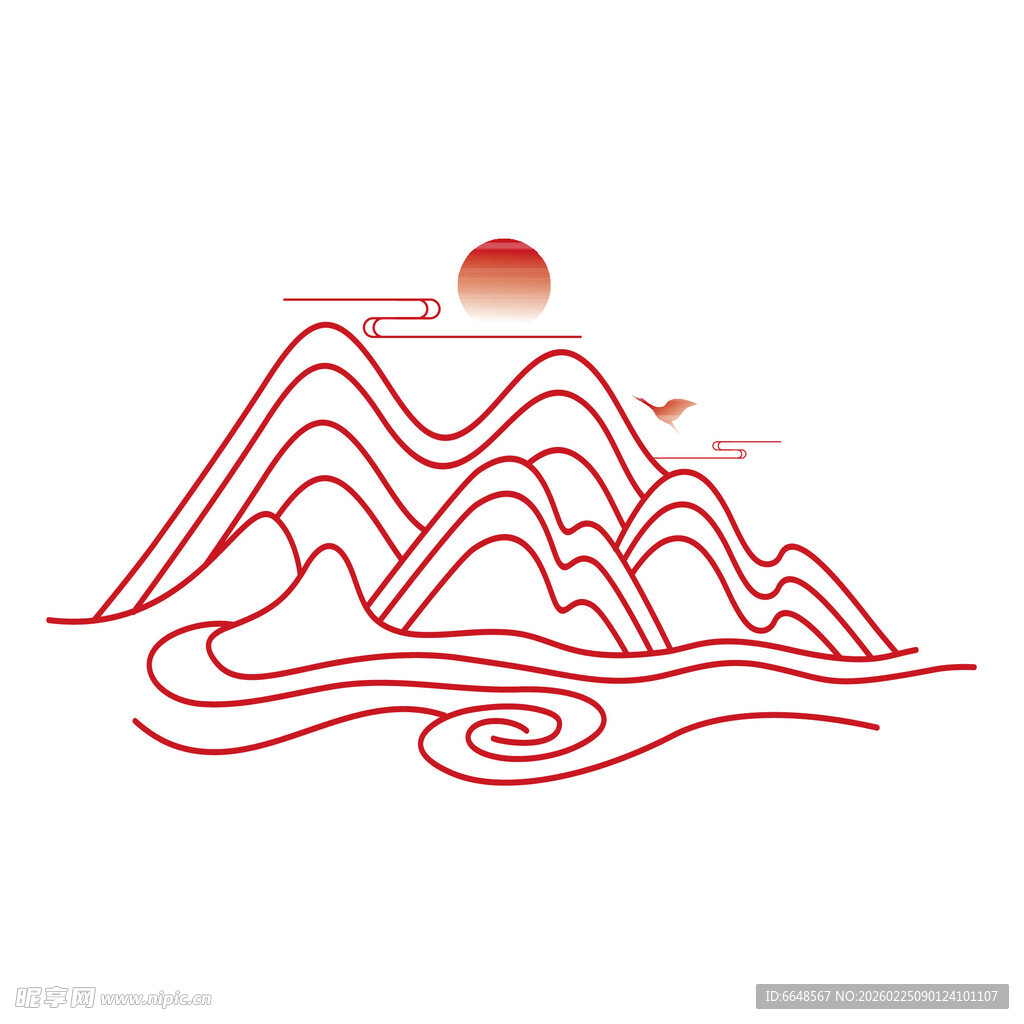 中式山水祥云花纹