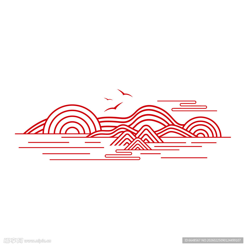 中式山水祥云花纹