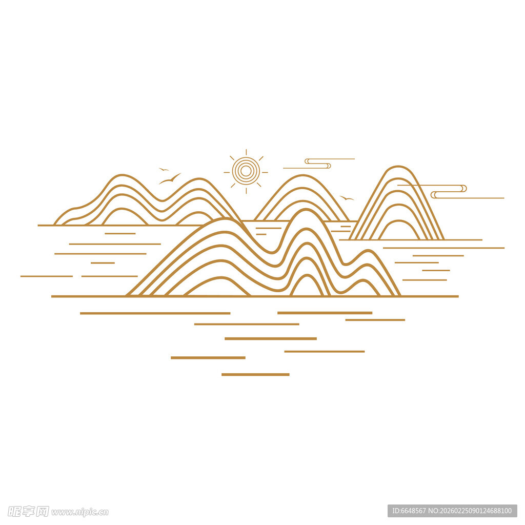 中式山水祥云花纹