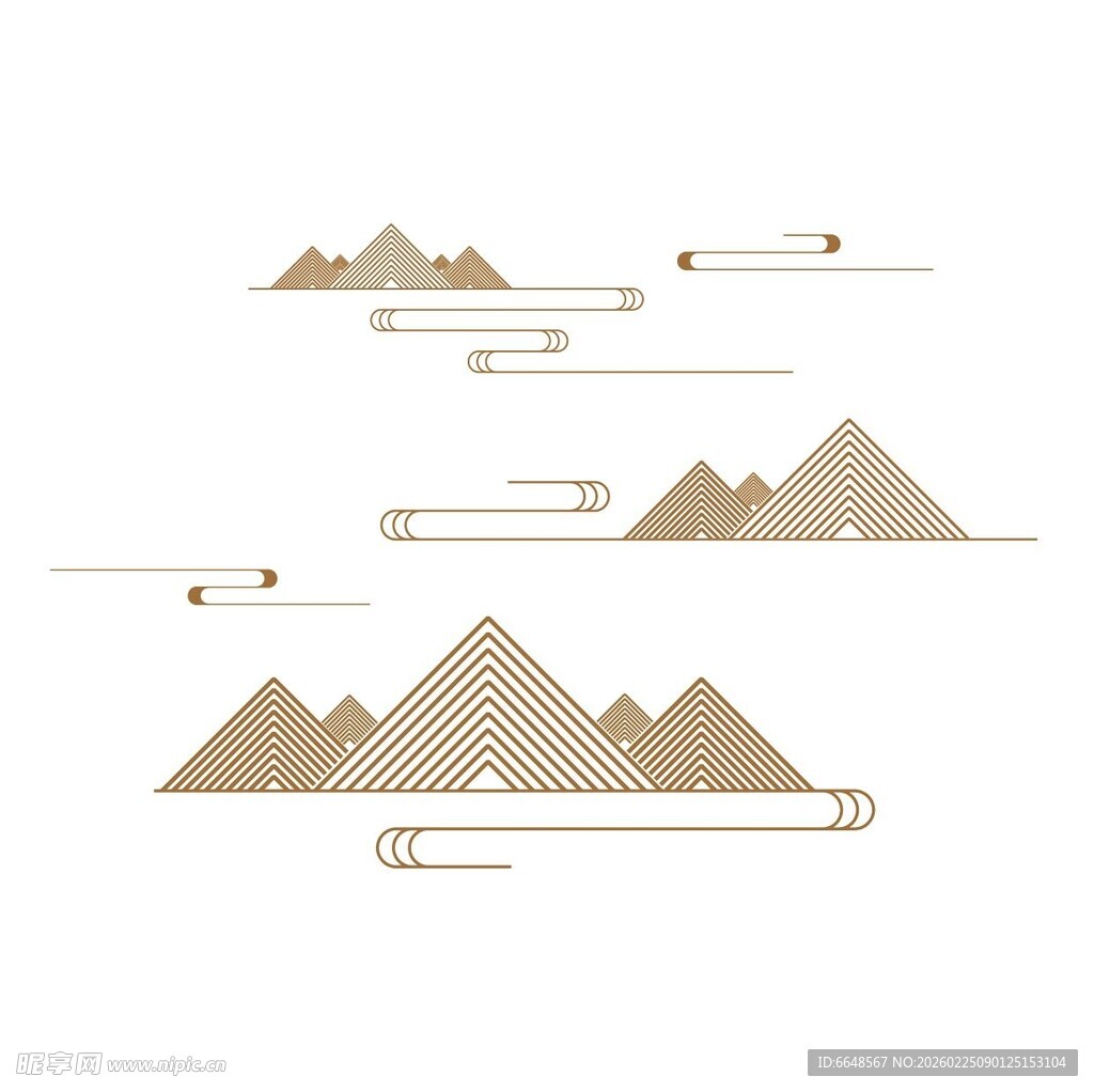 中式山水祥云花纹