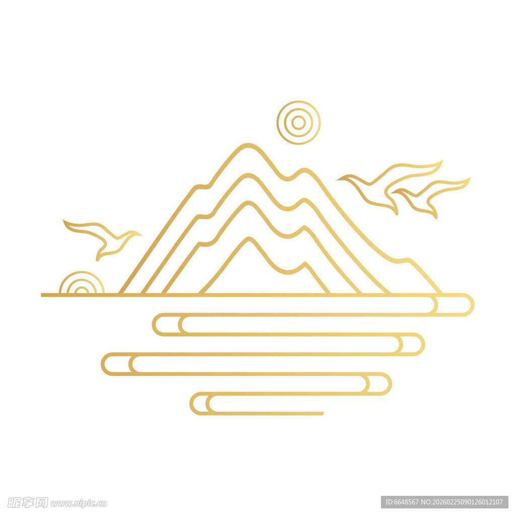 中式山水祥云花纹