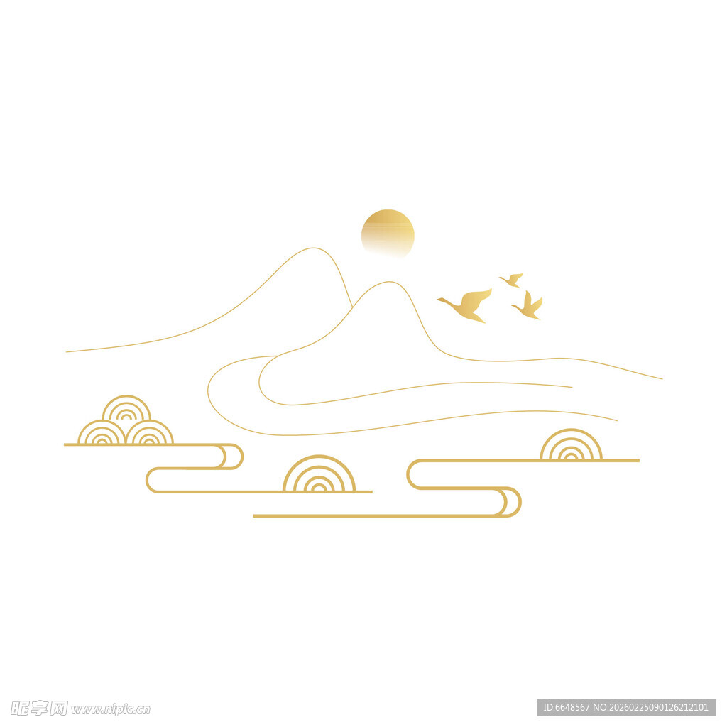 中式山水祥云花纹