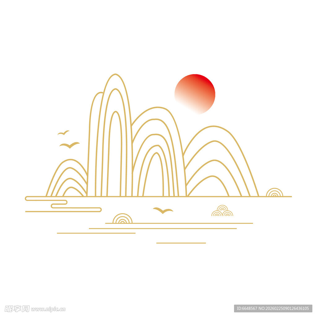 中式山水祥云花纹