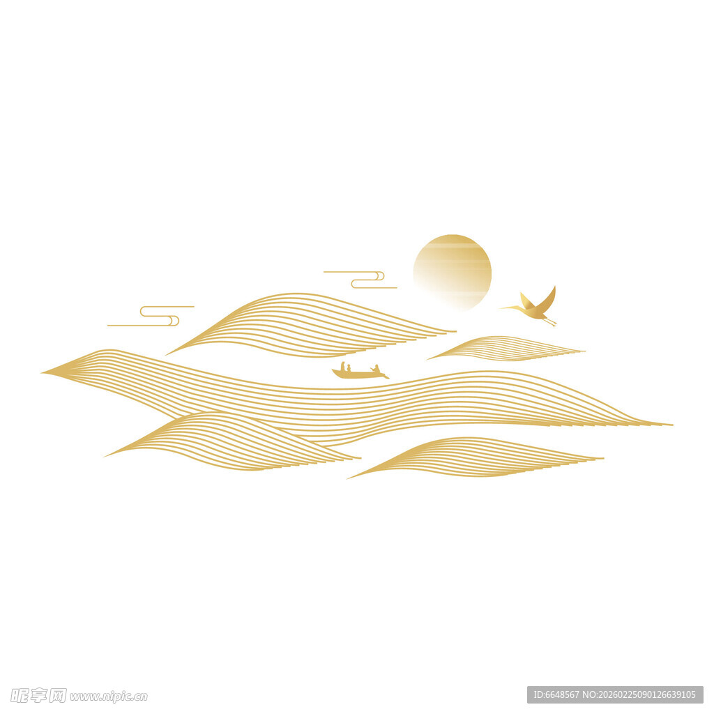 中式山水祥云花纹