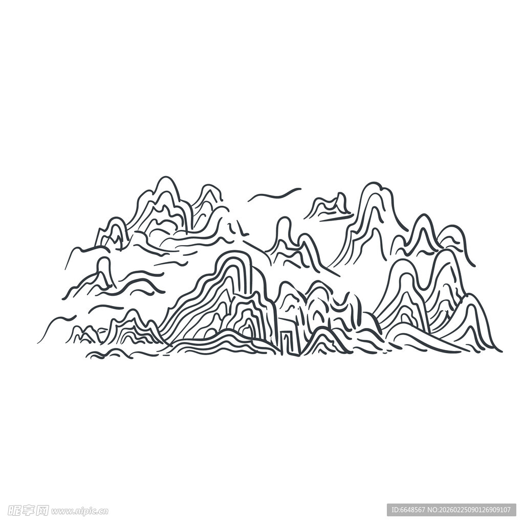 中式山水祥云花纹