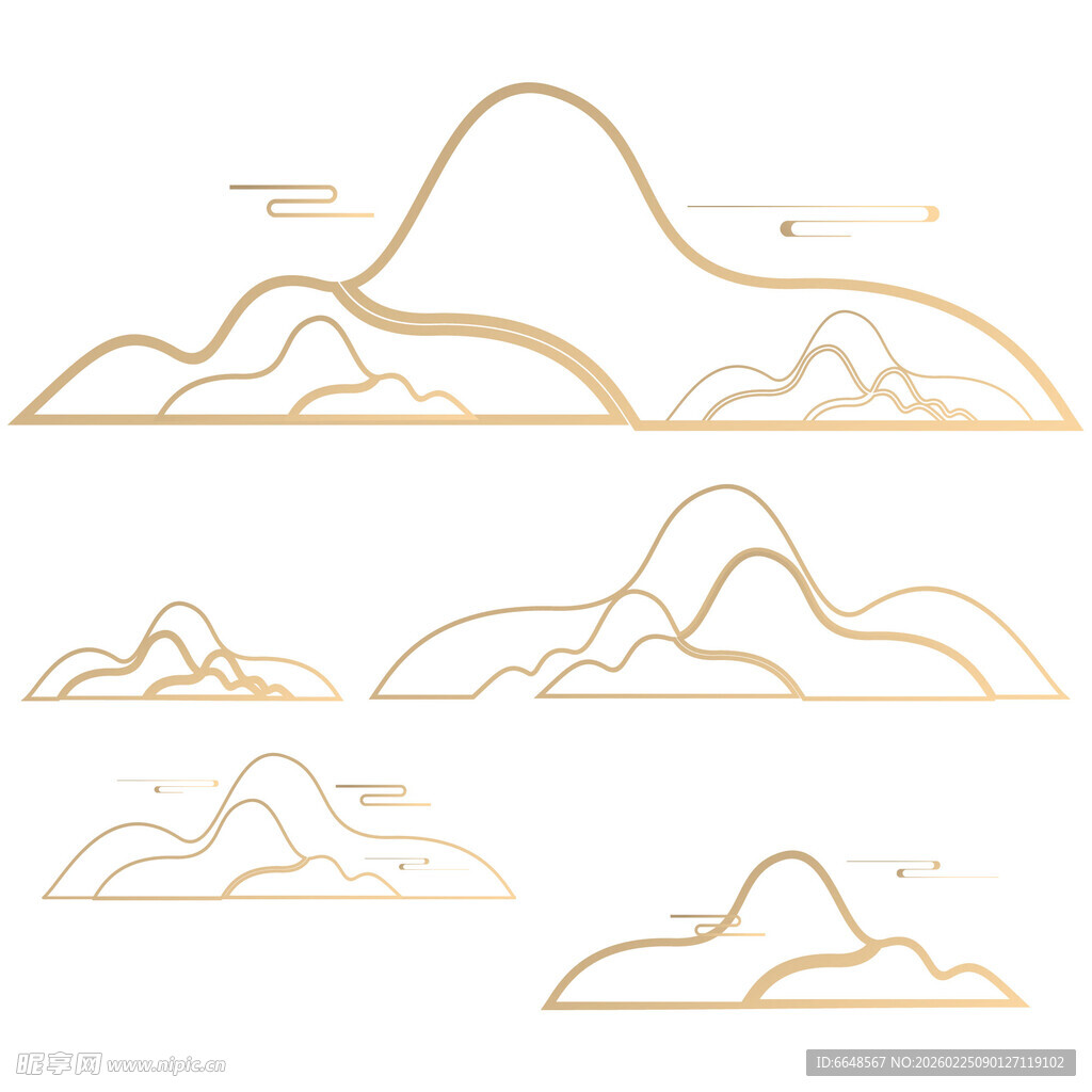 中式山水祥云花纹