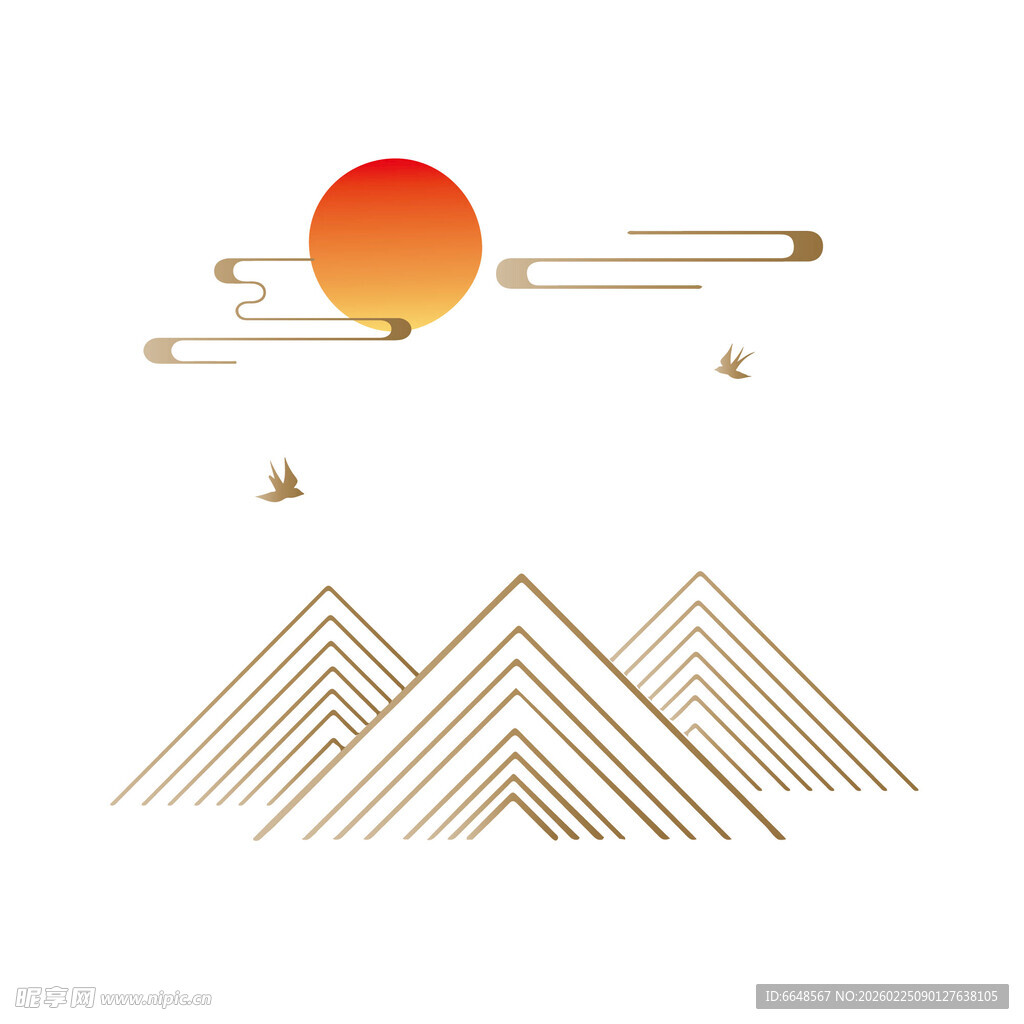 中式山水祥云花纹