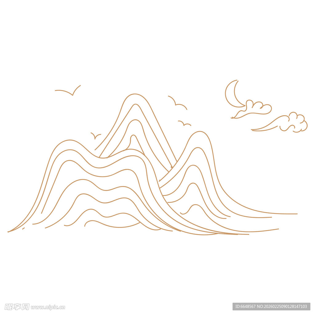 中式山水祥云花纹