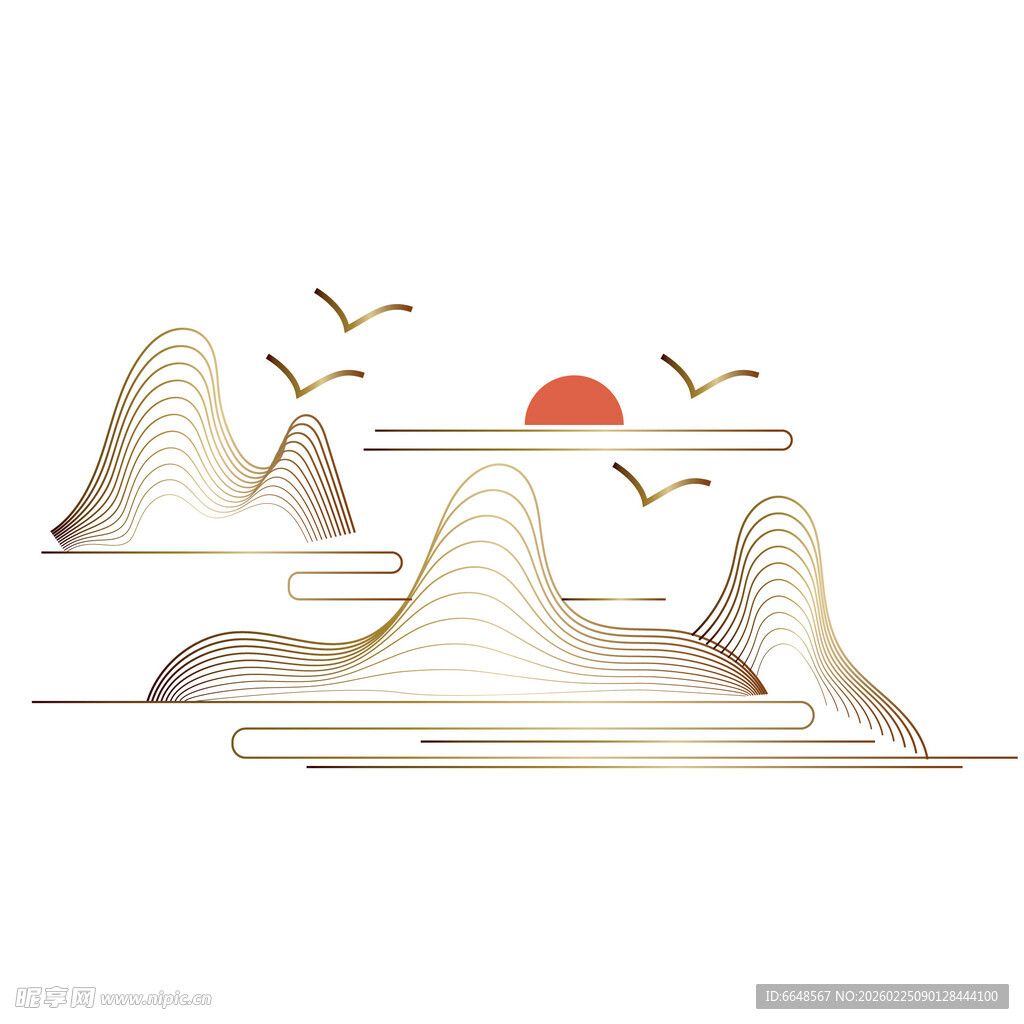 中式山水祥云花纹