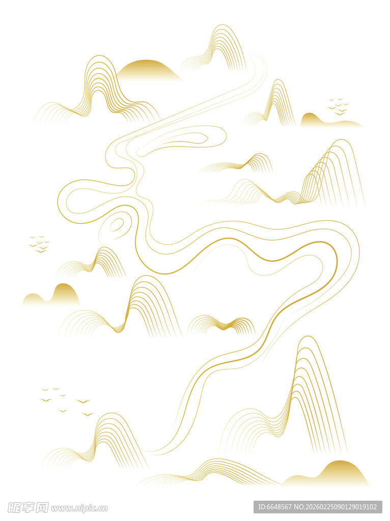 中式山水祥云花纹