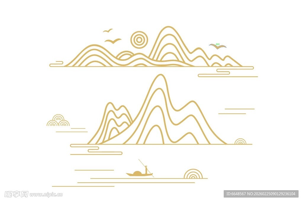 中式山水祥云花纹