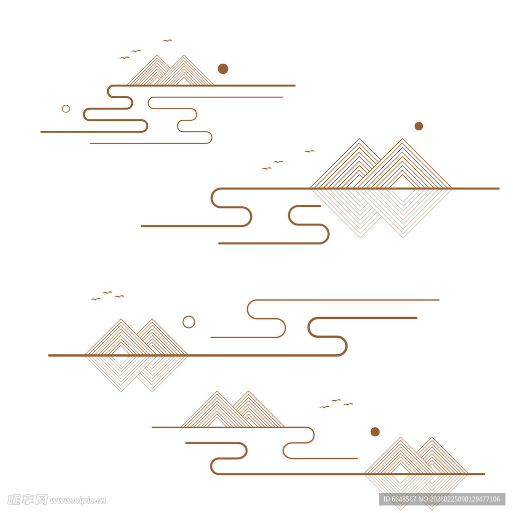 中式山水祥云花纹