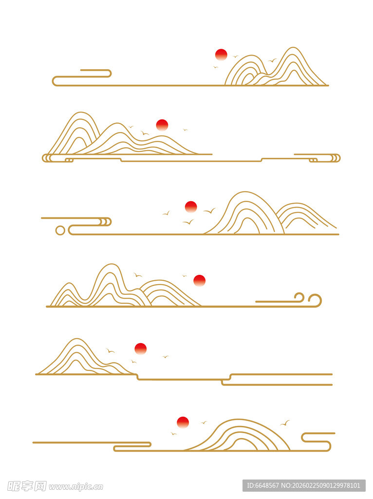 中式山水祥云花纹