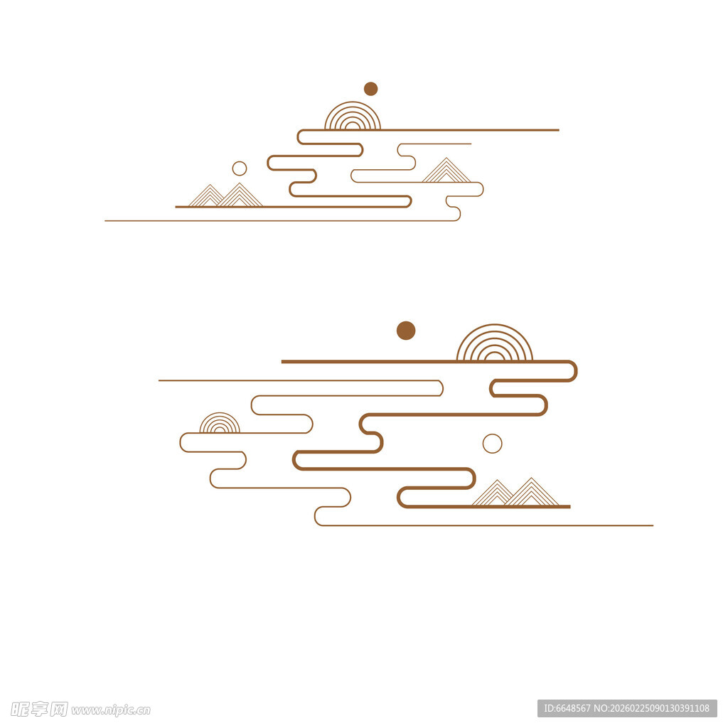 中式山水祥云花纹