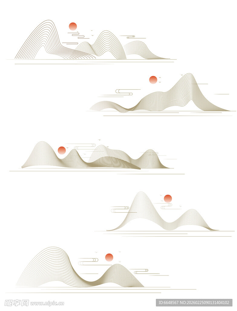 中式山水祥云花纹
