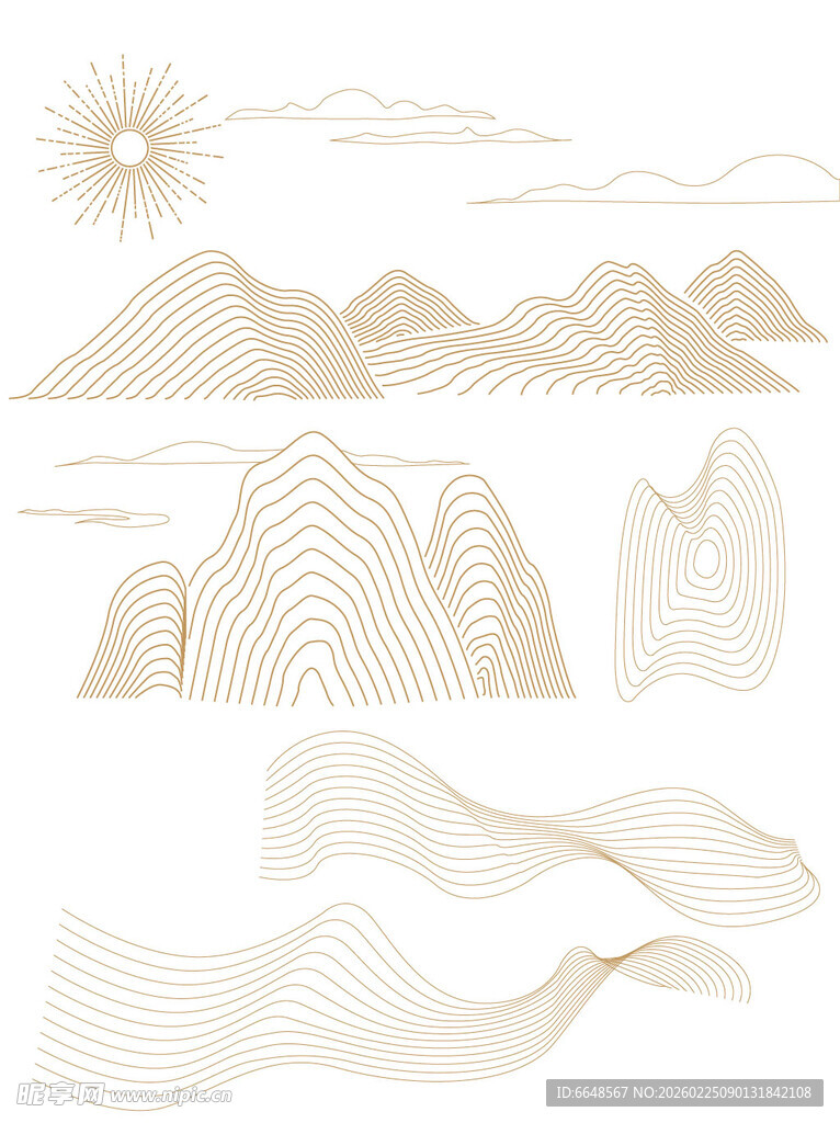 中式山水祥云花纹