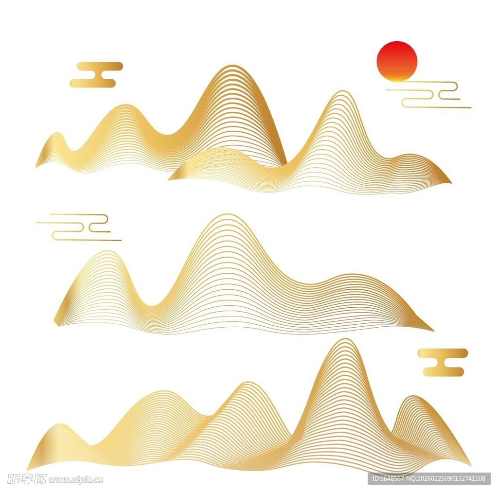 中式山水祥云花纹