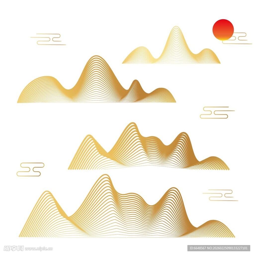 中式山水祥云花纹